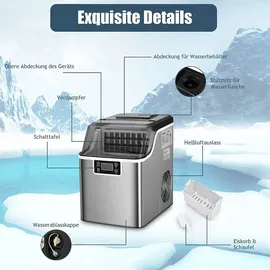 Goplus Eiswürfelbereiter, Ice Maker, Produktionszeit 15-20 min, 18 kg/24 h, Timer bis 24 h, mit Lcd-display, - Silber