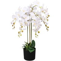 yorten Künstliche Orchidee mit Töpfen 75 cm Weiß Orchidee Kunststoff für Tischdeko Haus Balkon Büro Deko