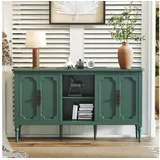 HOLTICO Sideboard Buffet Schrank mit 4 Türen und offenem Regal, Vintage Akzent Kommode (1 St), TV-Schrank, Küchenschrank, Kredenz, und Weinschrank grün