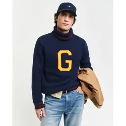 Gant für Herren. 8030218 Marineblauer Pullover der Saison G und Rollkragenpullover (L), Lässig, Bio-Baumwolle, Nachhaltig