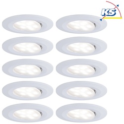 Paulmann 10er-Set Outdoor LED Einbauspot CALLA IP65, schwenkbar, 230V, je 6W 4000K 680lm 100°, Weiß matt PAUL-99922