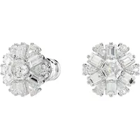 Swarovski Idyllia Ohrstecker, Verschiedene Schliffe, Schneeflocke, Weiß, Rhodiniert