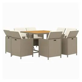 vidaXL Garten-Essgruppe 9-tlg. Beige