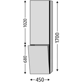 Sanipa 3way Stauraumschrank 45 cm, 1 Wäschekorbklappe, 1 Tür mit Türanschlag links, mit Aufsatzgriff, Badmöbel,