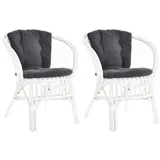 Krines Home Relaxsessel Set/2 Rattan Bistrosessel gestäbt Rattansessel Korbstuhl mit Armlehne (2-St., 2x Sessel), aus Rattan Naturmaterial weiß