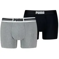Puma Boxershorts » MEN EVERYDAY PLACED LOGO BOXERS 2P« Packung, 2er Pack, mit Logo Webbund, Gr. S, middle grey melange / black, , 59722455-S