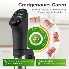 Klamer Sous Vide Stick, 1200 Watt IPX7 wasserdichter Sous Vide Garer mit 3D Zirkulation und 20-95°C Temperaturregelung, Timerfunktion und L...
