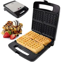 Syntrox Germany Waffeleisen für Belgische Waffeln Groß Susto, Antihaftbeschichtet, 2000 Watt, mit Verriegelungssystem, 4 Waffelplatten, Keramik, Einfache Handhabung