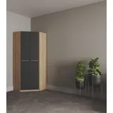 Eckkleiderschrank PRIESS "Barcelona Kleiderschrank Ecklösung Raumwunder", braun (eichefarben artisan, schwarz), B:78cm H:193cm T:78cm, Holzwerkstoff, Schränke, Eckkleiderschrank, in 2 Tiefen Schrank Eckschrank Garderobe