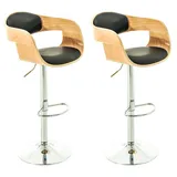 TPFLiving Barhocker Kingsley 2er Set drehbar höhenverstellbar Holz/Kunstleder Natura/Schwarz