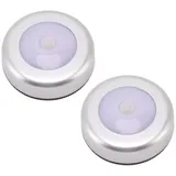 Spacnana LED-Nachtlicht mit Bewegungssensor, 2 Stück Schrankleuchten mit Bewegungssensor, Rundes Kleines LED-Licht mit Bewegungssensor, Batteriebetriebene Treppendecke, Nachtlichter (#11)