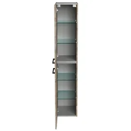 Fackelmann Oxford Hochschrank 30 x 162 x 31,8 cm Braun/Glas/Holz/Metall/MDF/Spanplatte