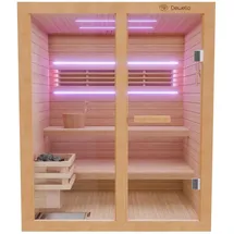 Dewello TOFINO 160x150 Kabine aus Hemlock Tannenholz mit 4,5 kW Ofen
