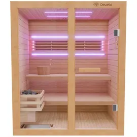 Dewello TOFINO 160x150 Kabine aus Hemlock Tannenholz mit 4,5 kW Ofen