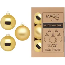 inges magic & goodz Inges Magic by Inge - 6 Stück / 10cm Glas Christbaumkugeln Weihnachtsbaumkugeln Set gold