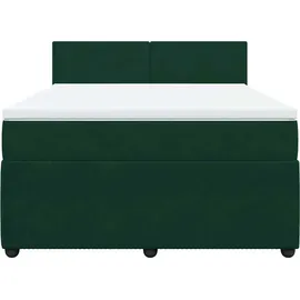 vidaXL Boxspringbett mit Matratze Dunkelgrün 140x200 cm Samt