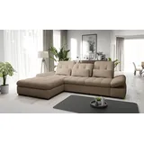 Hygger Ecksofa Oregon L-Form 300x200 cm Lose Kissen Bequem Modern Sofa mit Schlaffunktion ohne Bettkasten Braun - Braun