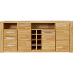 Sideboard HOME AFFAIRE "Kolding", braun (eiche teilmassiv), B:210cm H:90cm T:40cm, Holz teilmassiv, Sideboards, teilmassiv