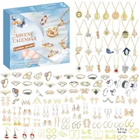 Schmuck-Adventskalender 2023,24-teiliges Schmuck-Set, 24 Tage Weihnachts-Countdown, DIY-Charm-Anhänger, Halskette, Ohrringe, kreatives Geschenk für Mädchen