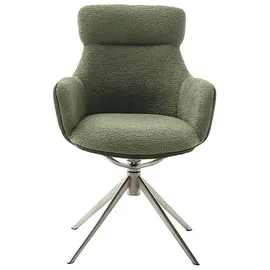 MCA Furniture MCA Pelion 4 Fuß Stuhl mit Armlehnen Edelstahl/Stoffbezug 360° drehbar - Silber