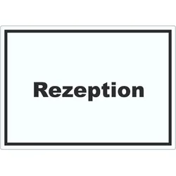 Rezeption Aufkleber mit Text Anmeldung Eingang waagerecht A7 (74x105mm)