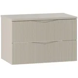 Badplaats Waschbeckenunterschrank Calen 2 Schubladen 80 x 52 cm Beige