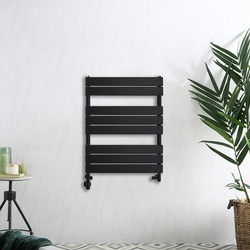 Design Handtuchheizkörper, Mischbetrieb, flache Heizlamellen - 825mmx600mm, Schwarz - Lustro