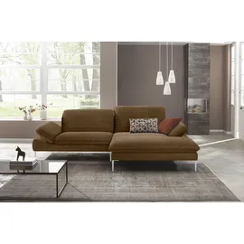 W.Schillig Ecksofa »enjoy&MORE, mit tollem Sitzkomfort, elegant und bequem, L-Form«, mit Sitztiefenverstellung, Füße silber matt, Breite 294 cm braun