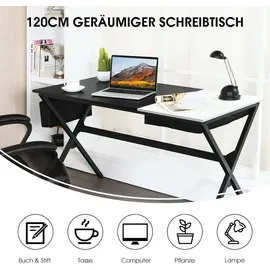 Costway Schreibtisch mit Klappbarer Tischplatte, Computertisch mit Seitentasche Arbeitstisch PC-Tisch modern aus Holz für Arbeitszimmer, Schlafzimmer, 120 x 60 x 73,5cm