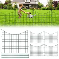 Ansobea Teichzaun Set KomplettSet mit 10 Zaunelementen und 12 Befestigungsstäben Welpanauslauf Metall Gartenzaun Freigehege (Unterbogen,Grün)