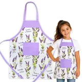 HOUSE ART LIFE Kinderschürze mit Tasche - Baumwoll Kochschürze für Jungen und Mädchen 7-10 Jahre, ideal zum Malen Kochen Backen Spielen, Geschenk für Kinder, Viele bunte Muster - 7-10 Jahre