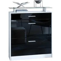 Vladon Schuhschrank Schwarz Hochglanz Holzwerkstoff, 89x104x23 cm, Garderobe, Schuhaufbewahrung,