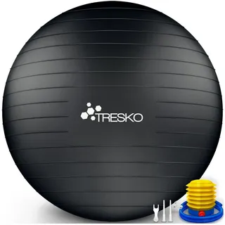 TRESKO Gymnastikball Schwarz 55 cm