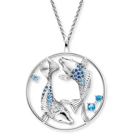 Engelsrufer Kette mit Anhänger Yin Yang Fisch blau/silber