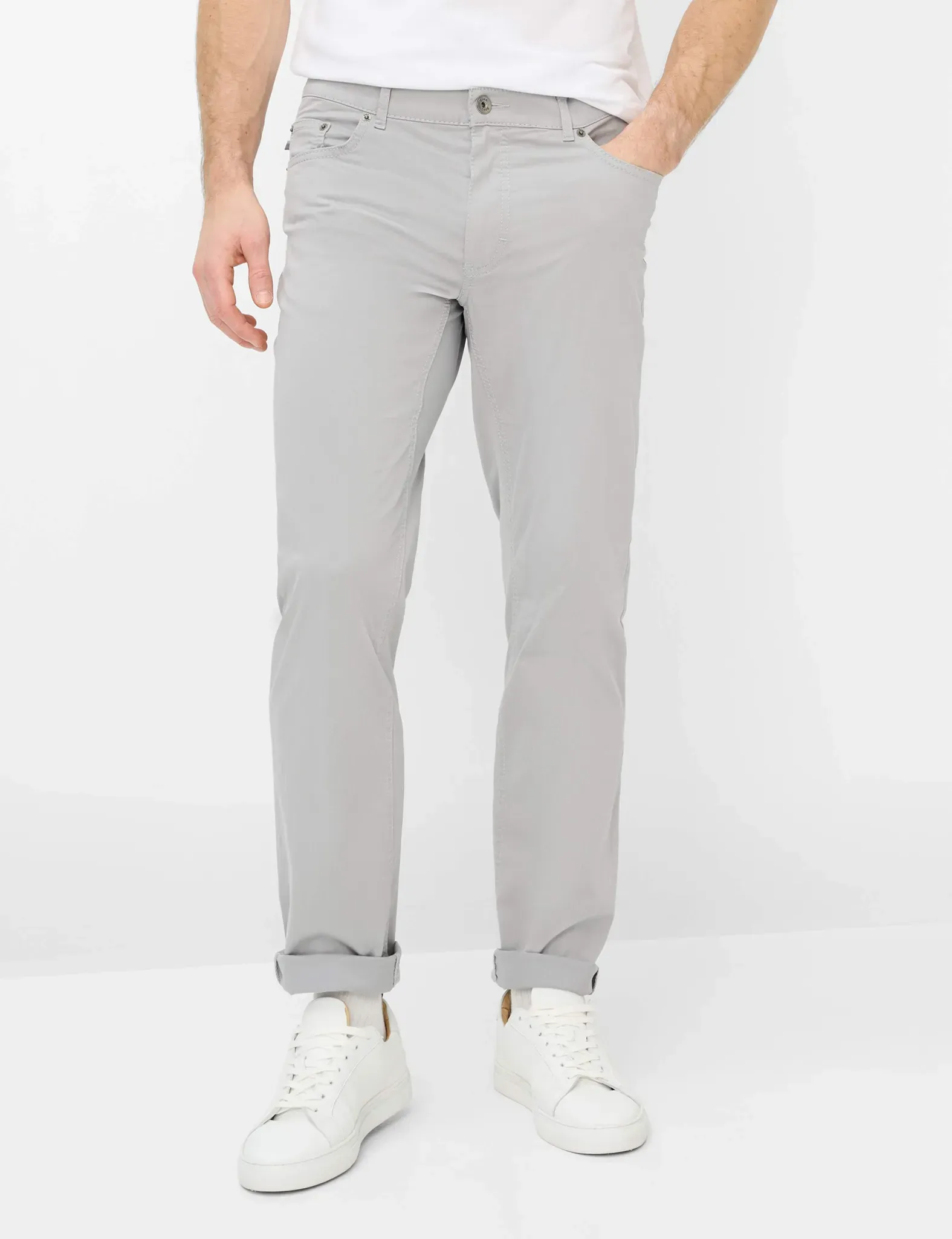 Brax Herren Five-Pocket-Hose Style COOPER PLATIN, hellgrau, Gr. 46/32