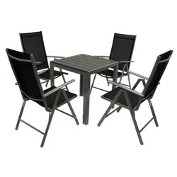Camping Sitzgruppe Salerno - Klappsessel und Tisch aus Aluminium, Anthrazit – Camping Möbel – Outdoor Sitzgarnitur für Garten und Camping