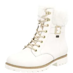 Schnürstiefelette REMONTE "Remonte Stiefelette Leder/Fell", Damen, Gr. 38, weiß, Leder, casual, Schuhe