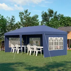 Outsunny Faltpavillon mit Seitenwänden 585L x 295B x 270H cm - blau