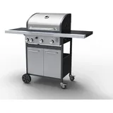 Tepro Gasgrill Rosedale, 3-Brenner mit Seitenkocher, max. 12,8 kw, Grillfläche: 53 x 40 cm - Silber