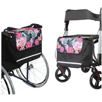 Seniori Rollator Tasche Universal 4. Blumen schwarz