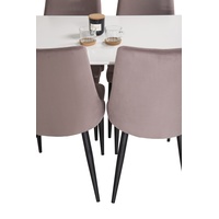 Venture Home Leone & Polar Esstisch mit Stühlen, Weiß/Schwarz/Rosa, 120 x 80 x 75 cm