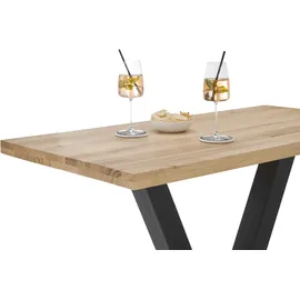 Stolkom Bartisch Duke 120 x 104 x 60 cm Eiche Massivholz geölt/Schwarz