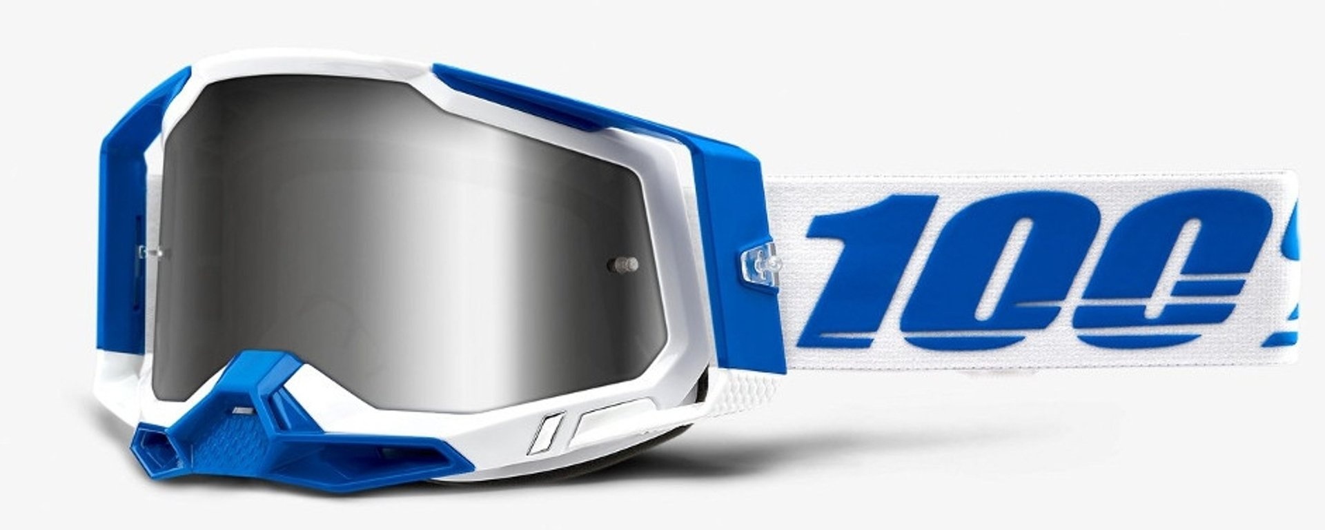 100% Racefraft 2 Extra Isola Motorcrossbril, wit-blauw, Eén maat