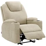 MCombo M Mcombo Elektrisch Relaxsessel Massagesessel Fernsehsessel Liegefunktion Vibration Heizung 7061 Neues Modell (beige-stoff)