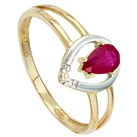 JOBO Diamantring, 585 Gold bicolor mit Rubin und 3 Diamanten gelb|goldfarben 56