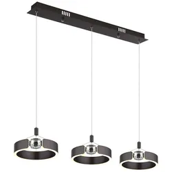 Hängelampe Pendellampe Wohnzimmerlampe Kristall Ringe bronze gebürstet LED 125cm