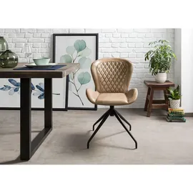 Massivmoebel24 Polsterstuhl Leder beige 2er Set