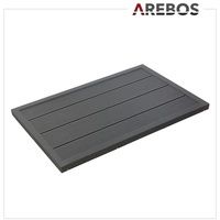 AREBOS Bodenelement Bodenplatte für Solardusche, Poolleiter oder Pool, 101 x 63 x 5,5 cm, rutschfest, inkl. Montagematerial, Anthrazit