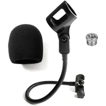 useful additions Schwanenhals-Mikrofonhalter mit Mikrofon-Schaumstoffabdeckung, flexibler Mikrofonständer mit Schreibtischhalterung, Armklemme und Mikrofonklemme, ideal für Rednerpult, Klavier,