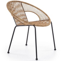 Konsimo Gartenstuhl Rattan-stuhl LORICA, Boho-Stil, profilierte Rückenlehne beige|braun|schwarz
